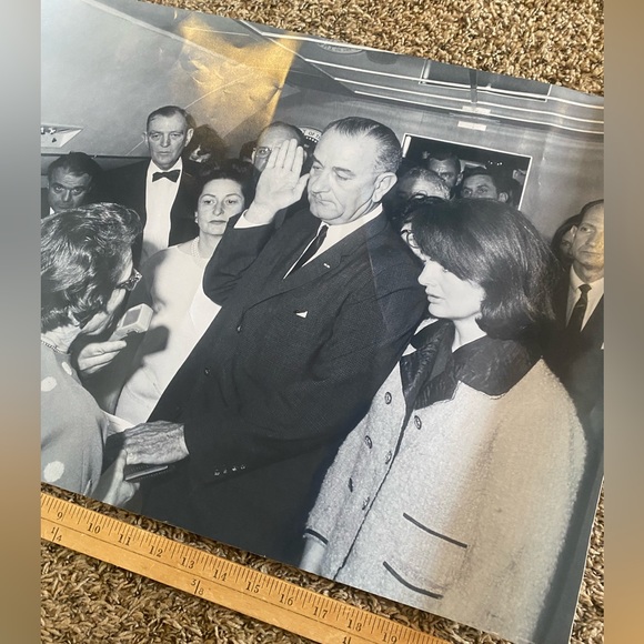Lyndon Johnson Receiving Oath of Office after Kennedy Assassination Framed Print - Picture 2 of 4